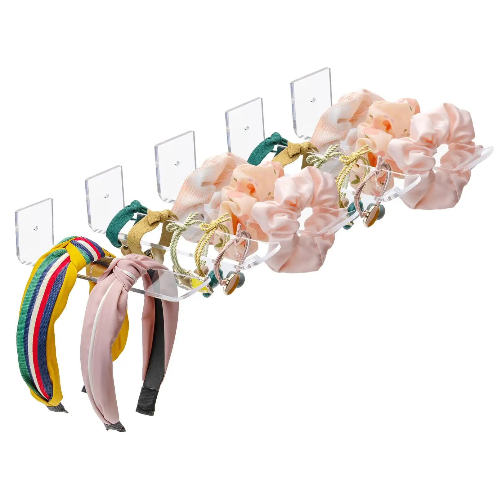 Scrunchies in acrilico trasparente supporto per cravatte per capelli organizzatore per fasce per capelli a parete supporto per espositore per accessori per capelli per ragazze
