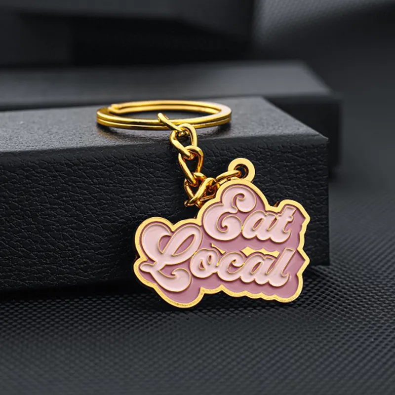 컬러 금속 열쇠 고리 사용자 정의 편지 이름 핑크 금속 3d 키 체인 부드러운 에나멜 열쇠 고리 체인