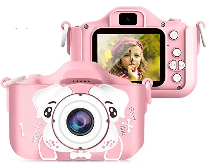 Kamera untuk Anak Perempuan, Kamera Video HD Layar 2.0 Inci Anti Jatuh, Mainan Selfie Kartun Mini