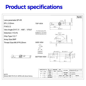 Enfoque automático personalizado de alta resolución S5K3H7 8 megapíxeles CMOS Cámara Mini USB Módulo de cámara de video - Product Image 4