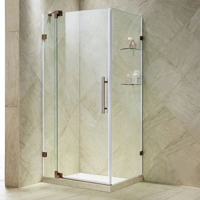 Cabine de douche en verre trempé de 10mm d'épaisseur Salle de bain Douche en verre Rectangle Pivot Salle de douche
