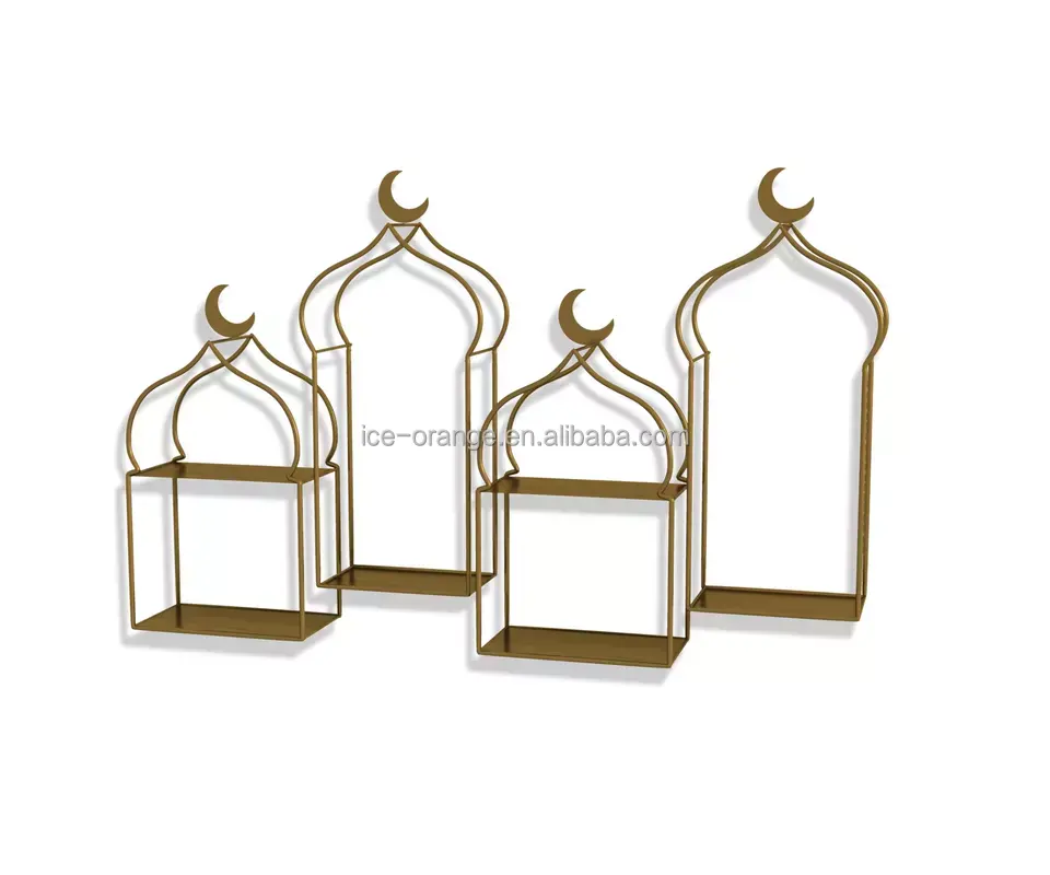 Étagère de rangement murale en métal doré pour décoration musulmane pour Ramadan Eid