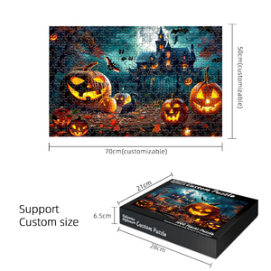 Proveedor personalizado cartón papel <span class=keywords><strong>Halloween</strong></span> rompecabezas 1000 piezas paisaje rompecabezas juego para adultos - Product Image 4