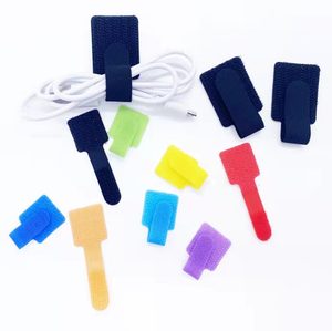Sujetacables de nailon negro ajustable, cinta de sujeción de velcro autoadhesiva para uso en oficina, gestión de cables de gancho y bucle - Product Image 2