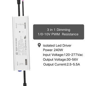 Controlador LED a prueba de agua de 240W, corriente constante, entrada de 120-277Vac, salida de 30-56Vdc para iluminación LED, fuente de alimentación de la AC-DC - Product Image 1