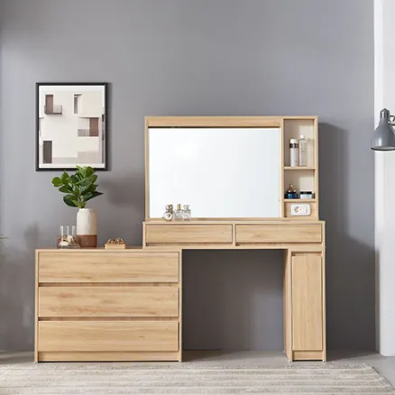 European USA Bedroom Furniture Set Dresser Make Up Vanity LED Dressing Table With storage cabinet plastic