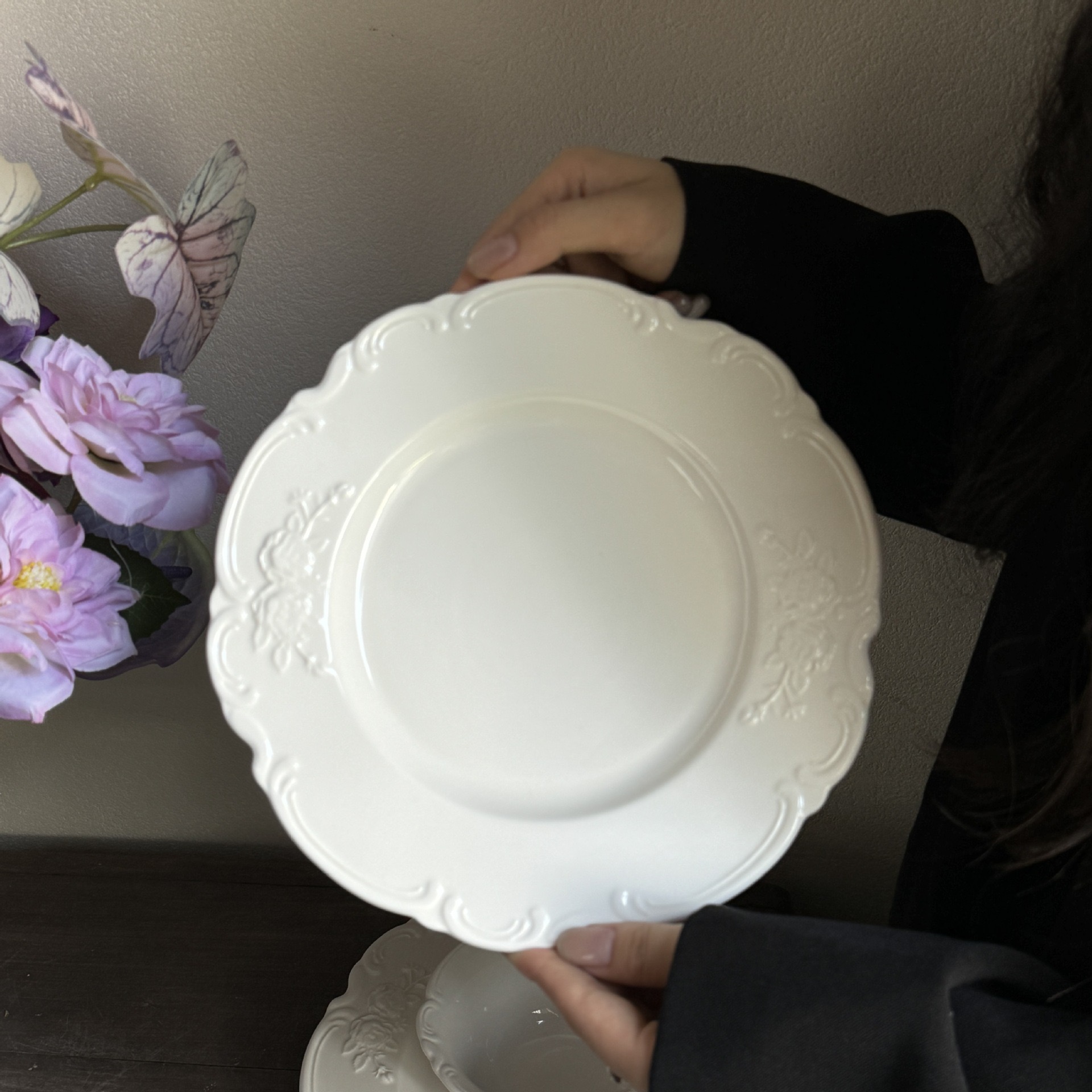 Assiette fleur rose 8,5 pouces 22*2