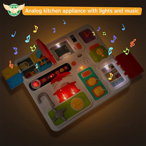 Early Educational Activity Board Jogo Cozinha Com Luz Música Criança Habilidades de Aprendizagem Busy Board Montessori Brinquedos Para Kid