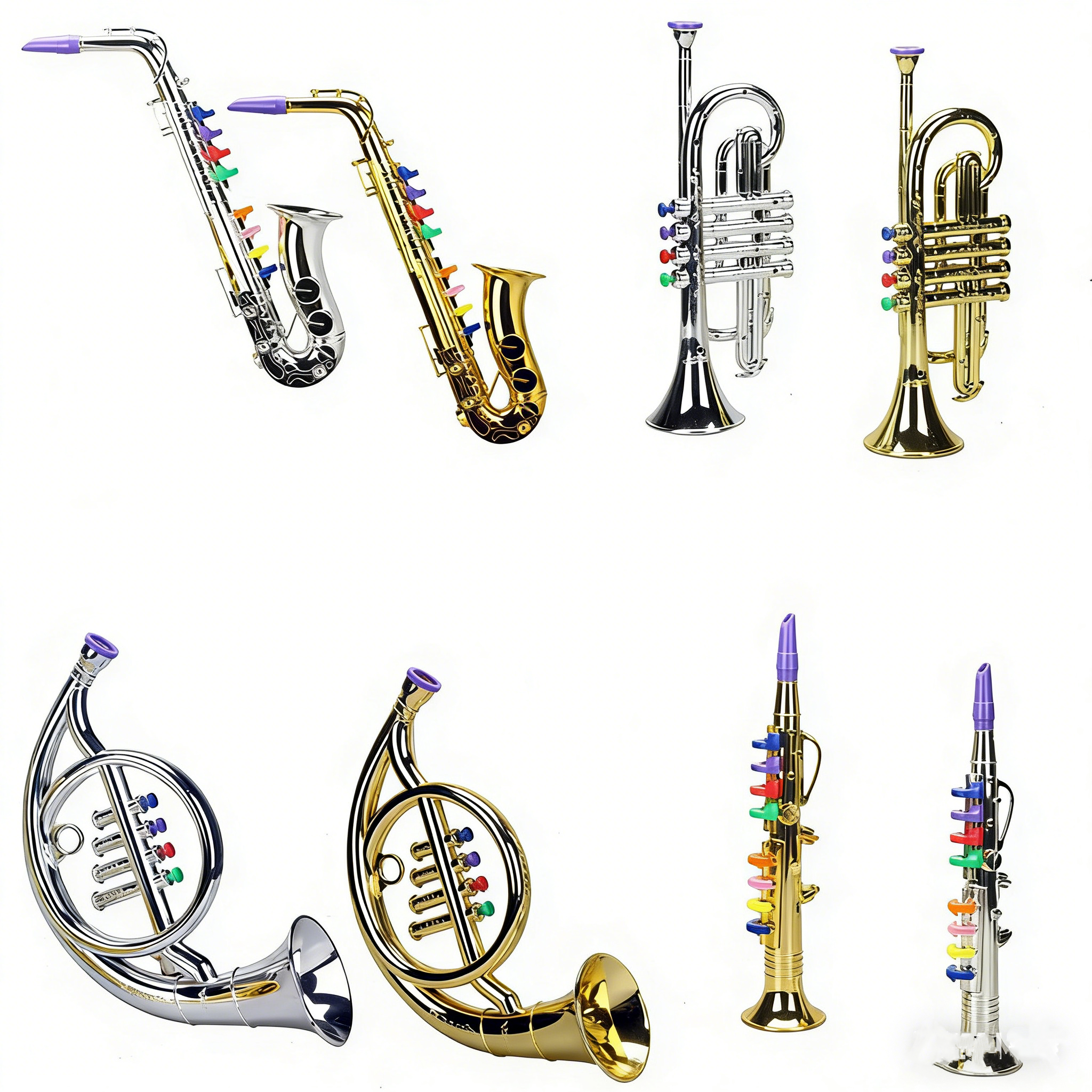 Saxofón Vertical de Ocho Tonos - Oro