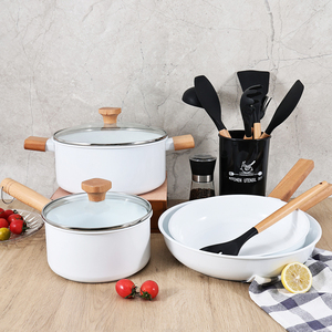 Bán chạy nhất đồ dùng nhà bếp trắng 9 miếng nhôm giả mạo pan đá cẩm thạch granite không dính cookware set - Product Image 3