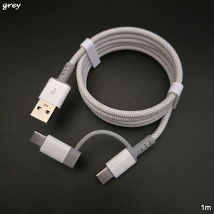 Worldwide Universal High Resistance to Wear and Tear Mesh Weave 8 Pin Type C 2 in 1 <strong>Cables</strong> - Product Image 2