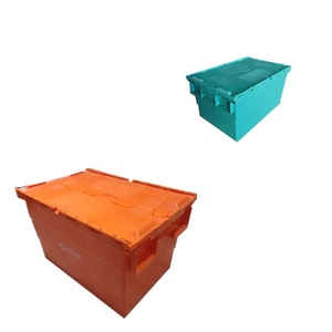 Heavy Duty Logistics Storage <strong>Stack</strong> <strong>Nest</strong> Turnover Tote Bins Plastic Moving <strong>Crate</strong> with Lid Rectangle Solid Wall Large Box - Product Image 1