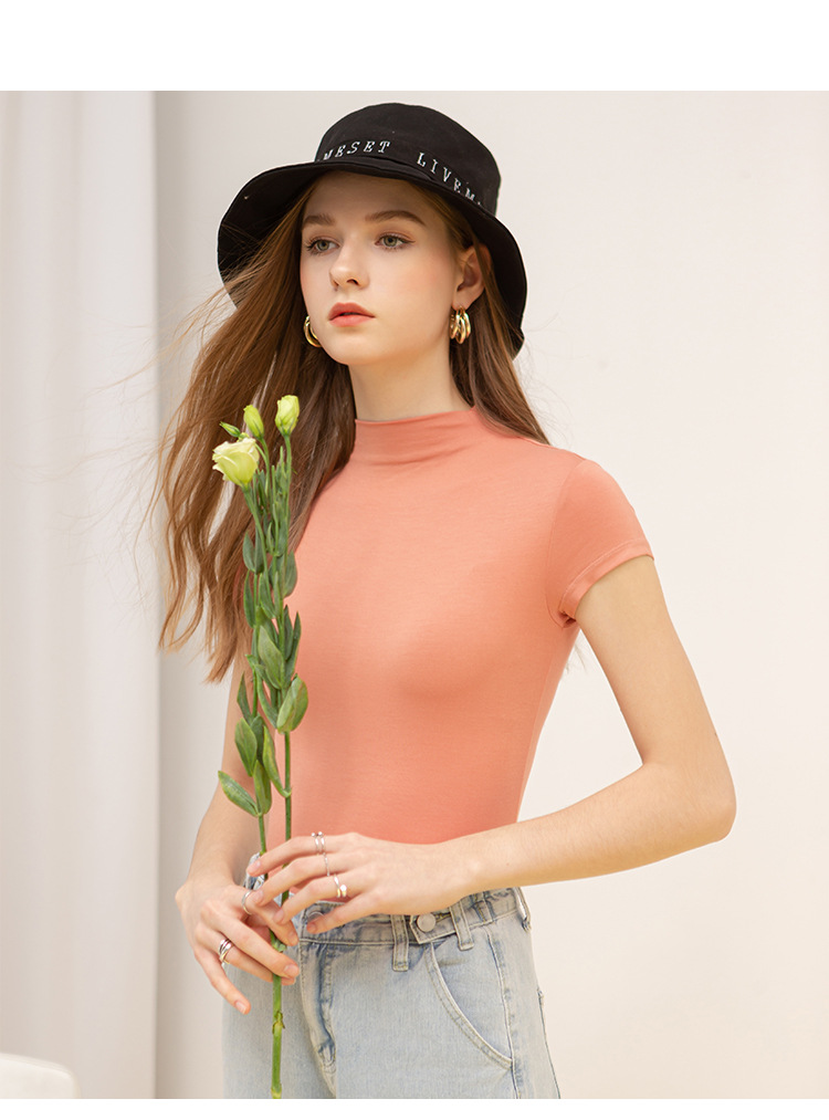 New Fashion Women's O-neck Short Sleeve European and American Compression In Stock for Tops