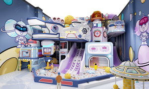 Indoor Aerospace für Kinder Soft Play Spielplatz <span class=keywords><strong>Space</strong></span> Theme Ball Pit mit Slide Carousel Ride und Starship - Product Image 4