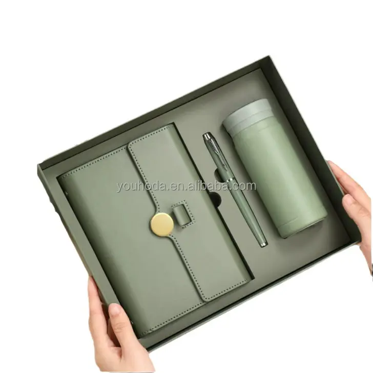Custom Metal Pens & Loose-leaf Notebook Thermos Cup Set Business Promotional Gift from Marketing Products