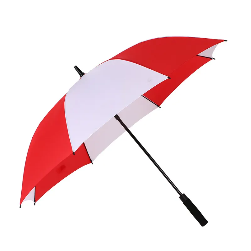 맞춤형 컬러 블록 로고 인쇄 판촉 품질 27 인치 8k 대형 롱 스트레이트 골프 비 우산