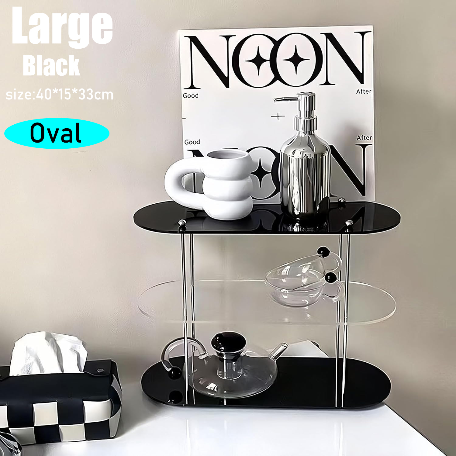 40cm ovale noir