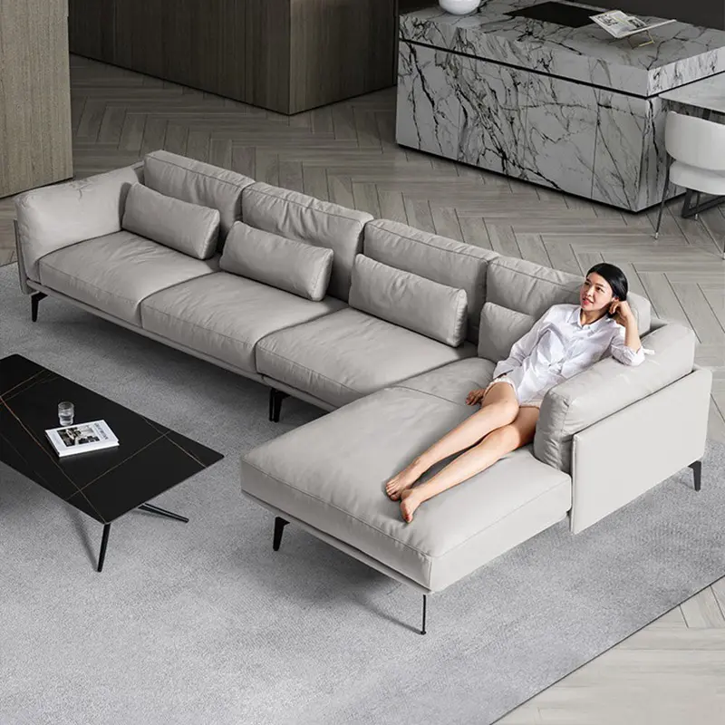 Canapé moderne italien de luxe en cuir blanc en forme de U L pour salon ensemble de canapés sectionnels en tissu meubles en tissu pour le salon