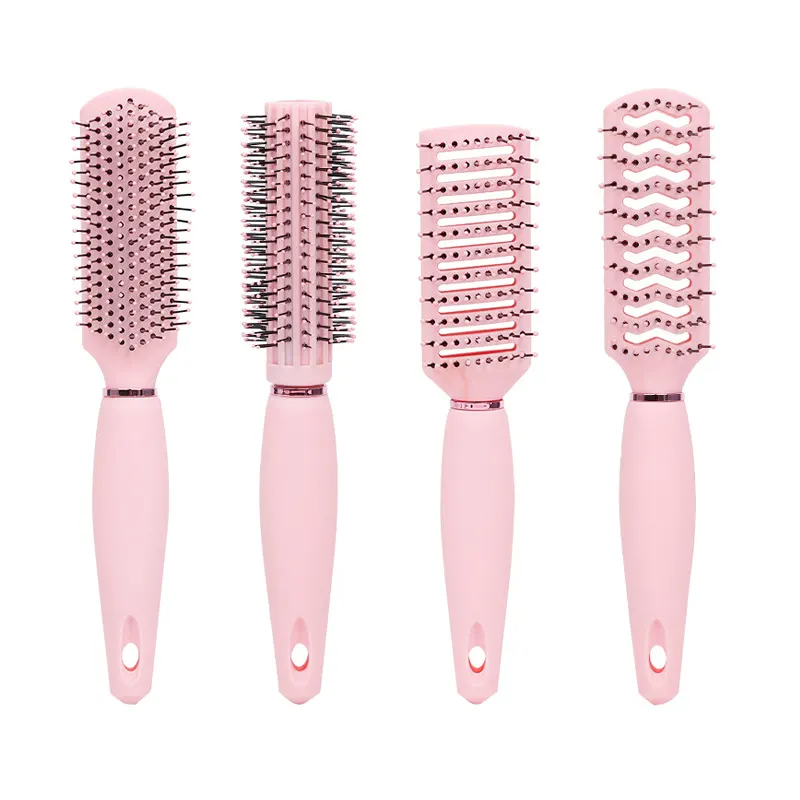Màu hồng màu PP nhựa tóc bàn chải da đầu massage Lược phụ nữ ướt xoăn detangle Bàn chải tóc cho salon làm tóc công cụ tạo kiểu tóc