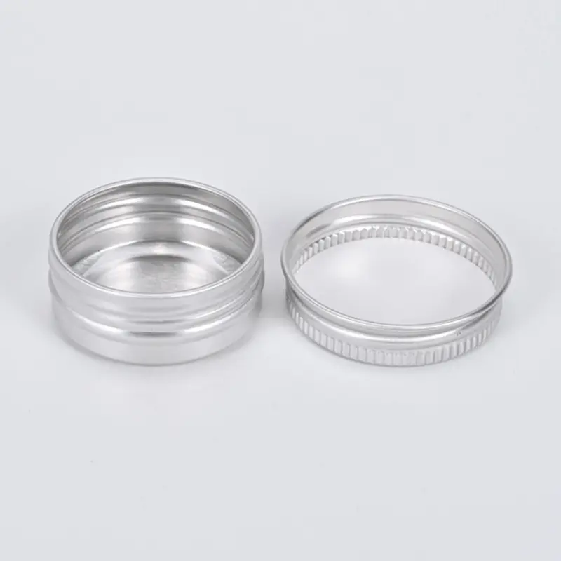 Recipiente de lata de alumínio para creme cosmético de doces, caixa de metal redonda pequena prateada vazia com tampa de rosca