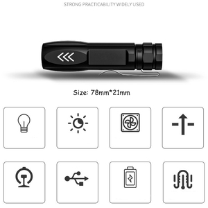 QXMOVING Mini Torch Light Long Distance USB Rechargeable Pocket EDC Tactical <strong>LED</strong> Flashlight With Clip - Product Image 2