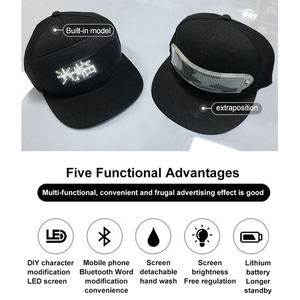 Gorra de mensaje Led a todo color Control de aplicación de carga Usb Mensaje de desplazamiento Pantalla Led Programable Mensaje Publicidad Sombrero - Product Image 6