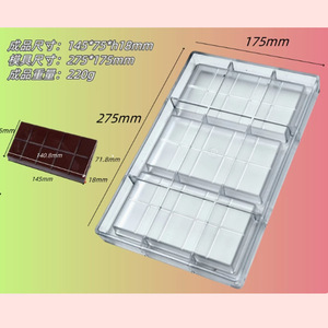 Wholesale Dubai Chocolate Bar Mold - 3 Cavities Polycarbonate Large Chocolate Molds Baking Tools Chocolate Candy Baking Mold