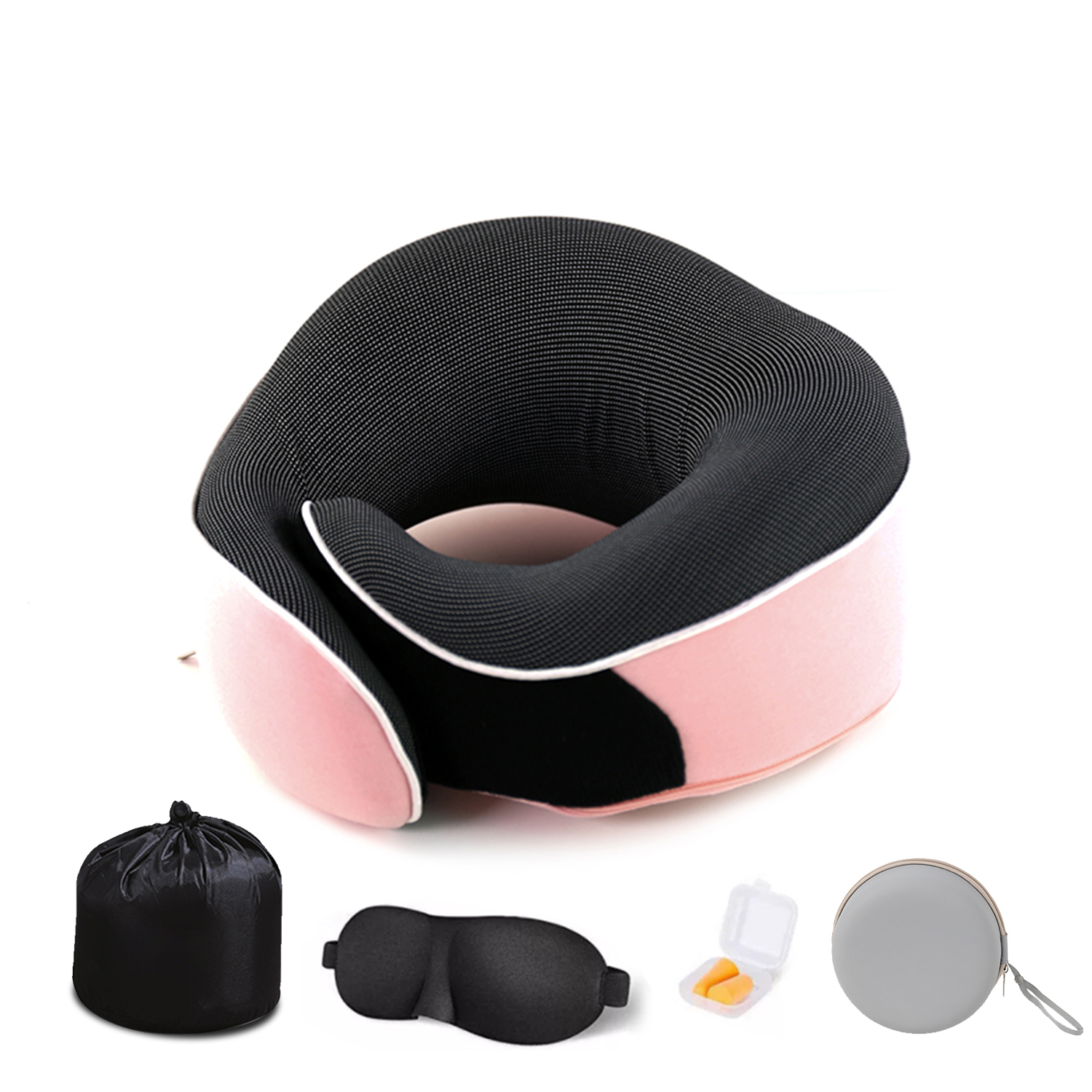 Rose + cache-oreilles + bouchons d'oreilles + sac de rangement + boîte EVA