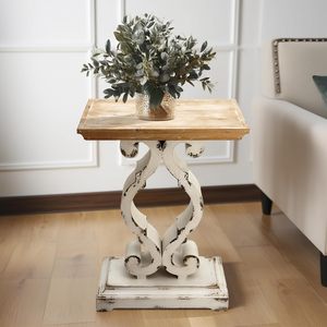 PARISLOFT乡村农舍口音茶几，天然木质边桌餐厅或客厅床头柜19.75x11.75x27.5 - Product Image 5