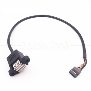Dual USB Typ A 2 Ports Panel Mount USB an Dupont 9-poliges Header-Anschluss kabel - Product Image 4