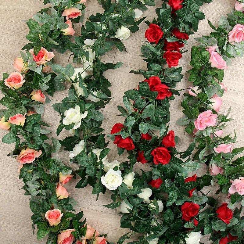 Custom Atacado Baixo Preço Rose Ivy Vine Flores Plantas Artificial Colorido Wisteria Flor