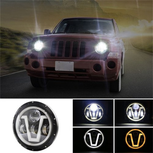 Süper parlak 60W 7 inç yuvarlak LED far V açı göz DRL dönüş sinyali Led far Fit için Jeep Wrangler Harley - Product Image 4