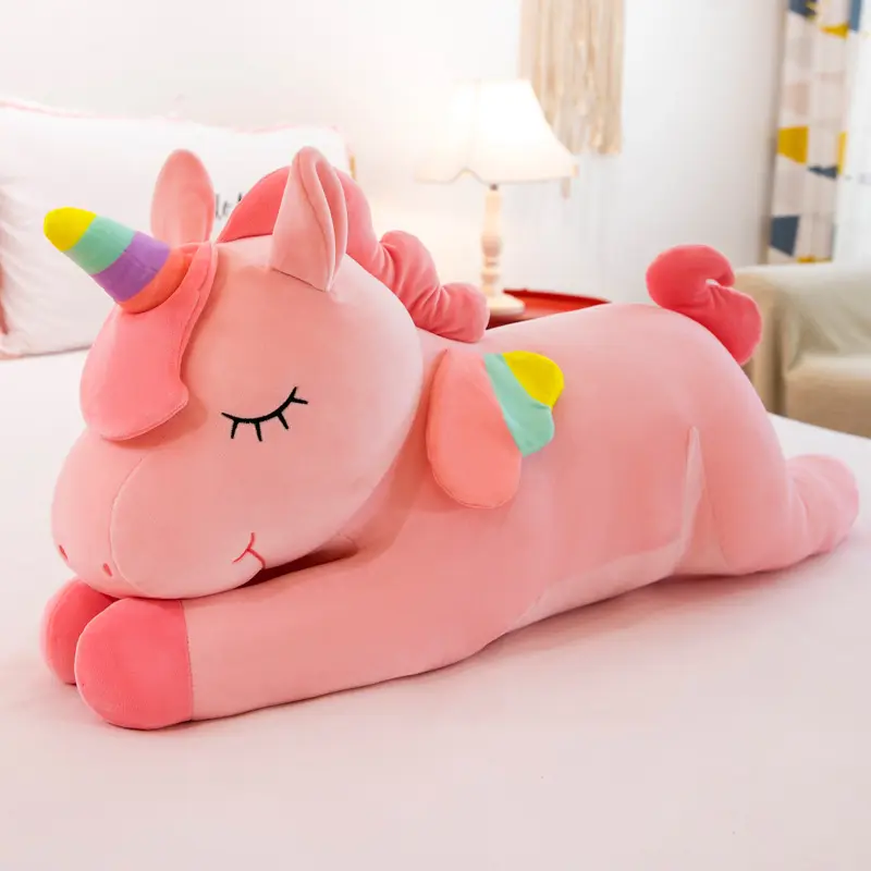 Оптовая продажа, плюшевые игрушки на заказ, Китай, мягкая подушка в виде единорога для спальни, большая розовая плюшевая игрушка в виде единорога