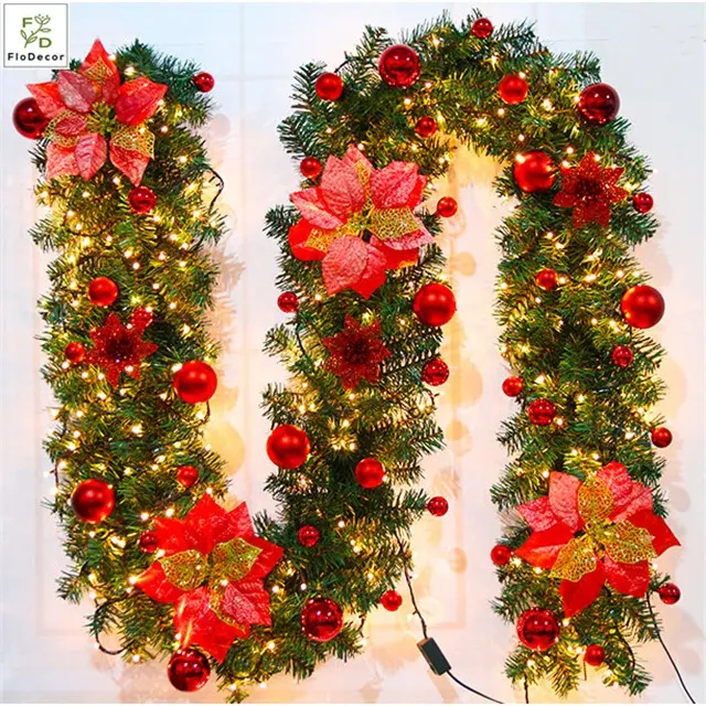 Wholesale 2.7m Artificial White Blue Christmas Vine Garland For Hotel Home Outdoor Office Party Christmas Decoration Ornament