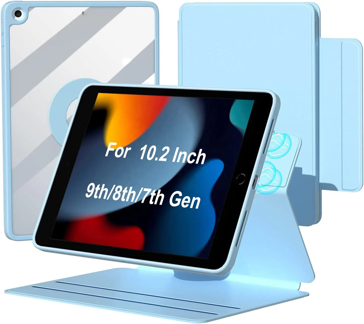 Чехол с магнитным вращением на 720 градусов для iPad Съемный 7/8/9-го поколения 10,2 дюймов горизонтальный и вертикальный поворотный стенд