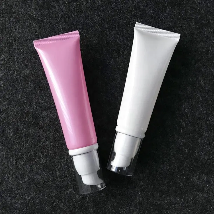 Commercio all'ingrosso 50 g colore bianco airless testa della pompa tubo di crema di lusso vuoto tubi packaging cosmetico