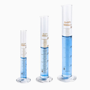 Laboratuvar kullanımı Boro 3.3 cam 25ml 50ml 100ml Tiandi Lab emzik ve cam yuvarlak taban ile ölçme silindiri mezun - Product Image 2