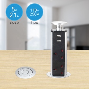USB内蔵テーブルプルポップソケットリフティングUKソケット2プラグ付き2 USB A充電器ポート - Product Image 4