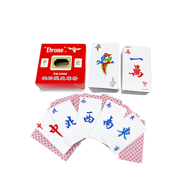 Papel de viaje personalizado Mahjong fichas naipes juego de póquer diseño de fábrica impresión chino Mahjong fichas Tarjeta de póquer