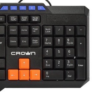 Crown Micro RGB Teclado Multimedia con Cable de 104 Teclas, Varios Idiomas, Negro, Naranja y Azul, Teclas