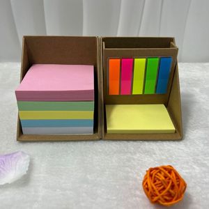 Custom Logo Printing Foldable Square <strong>Cube</strong> Kraft Paper Sticky Notes <strong>Memo</strong> Pad Box with Pen Holder - Product Image 3