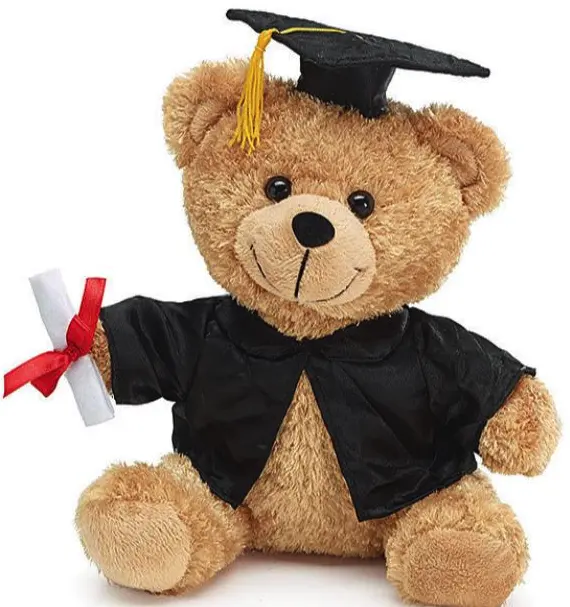 Oso de peluche de graduación de juguete personalizado con gorra, venta al por mayor, juguetes de peluche bonitos, oso