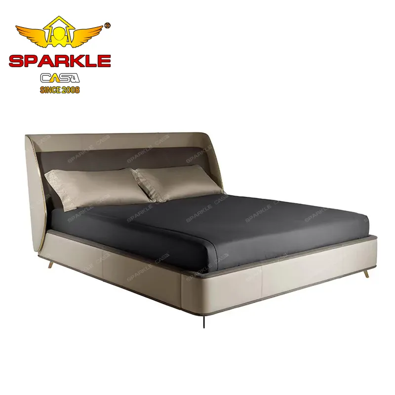 Sparkle admite personalización designer1.8cm moderno último mueble doble cama de cuero