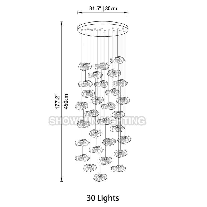 30ไฟ: D80cm x H450cm