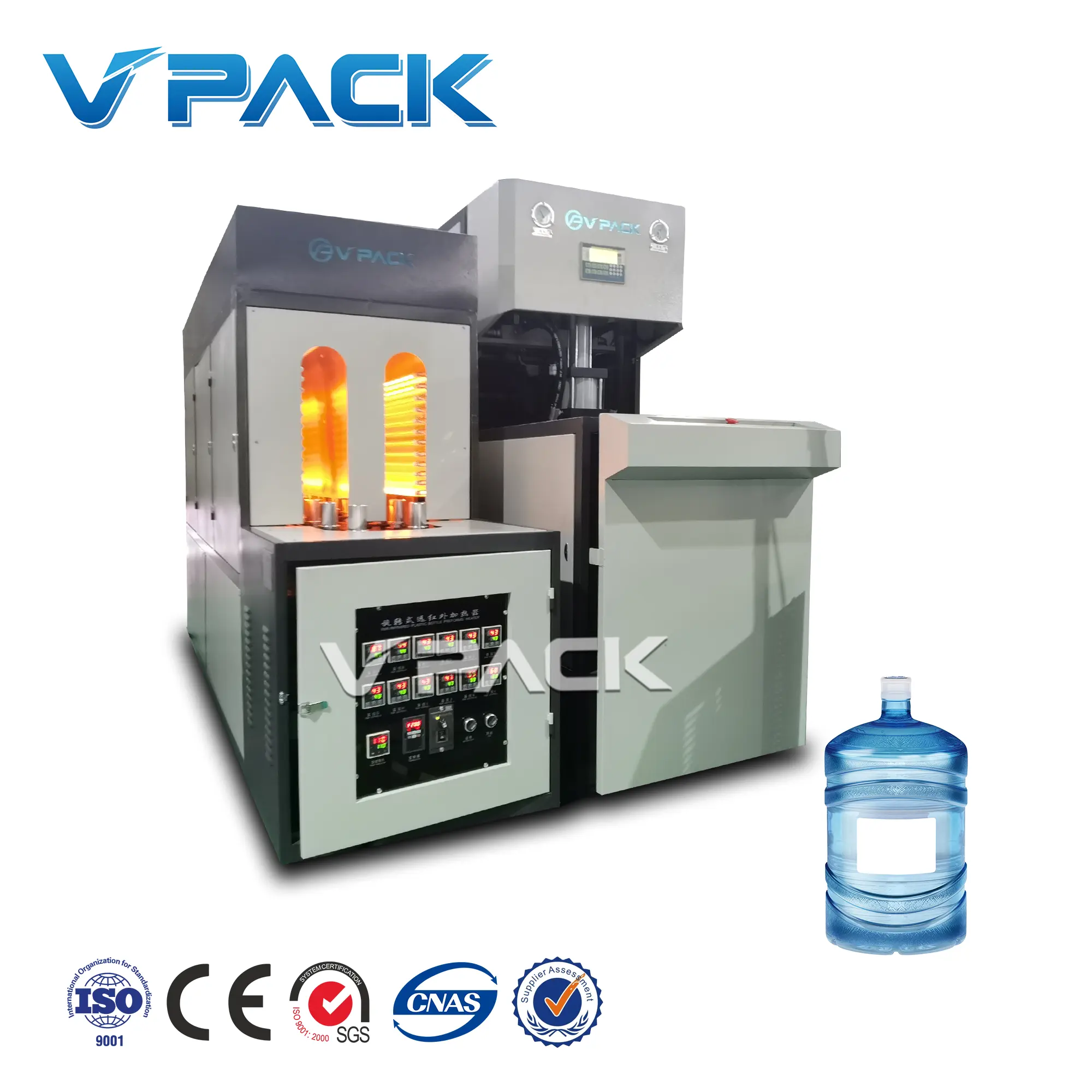 Máquina de moldeo por soplado de 20L, molde de botella de agua de 5 galones, soplador de inyección de cubo de plástico PET semiautomático