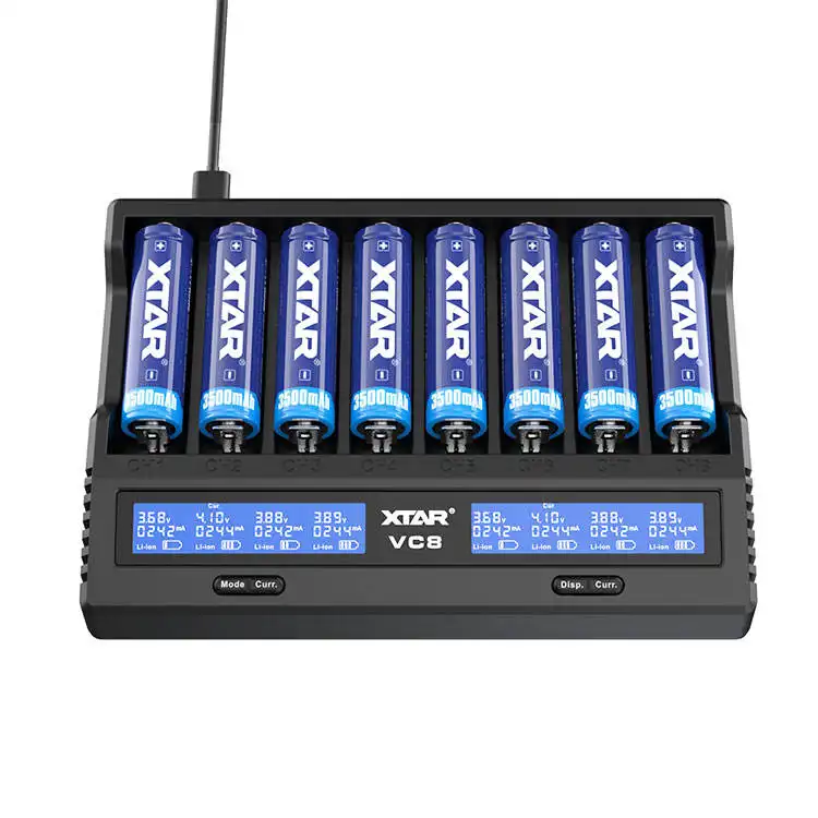 Li Batterij Oplader Case Aa Aaa Acculader Met Ingebouwde Kabel Hoge Snelheid Opladen 8 Bay Lcd 18650 Batterij Multi Lader