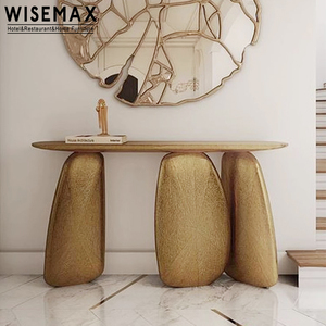 Wisemax โต๊ะแบบนอร์ดิกทันสมัยทันสมัย, โต๊ะริมทางเดินเข้าโรงแรมเฟอร์นิเจอร์โลหะสีทองโต๊ะคอนโซลด้านข้างสำหรับทางเข้า - Product Image 6