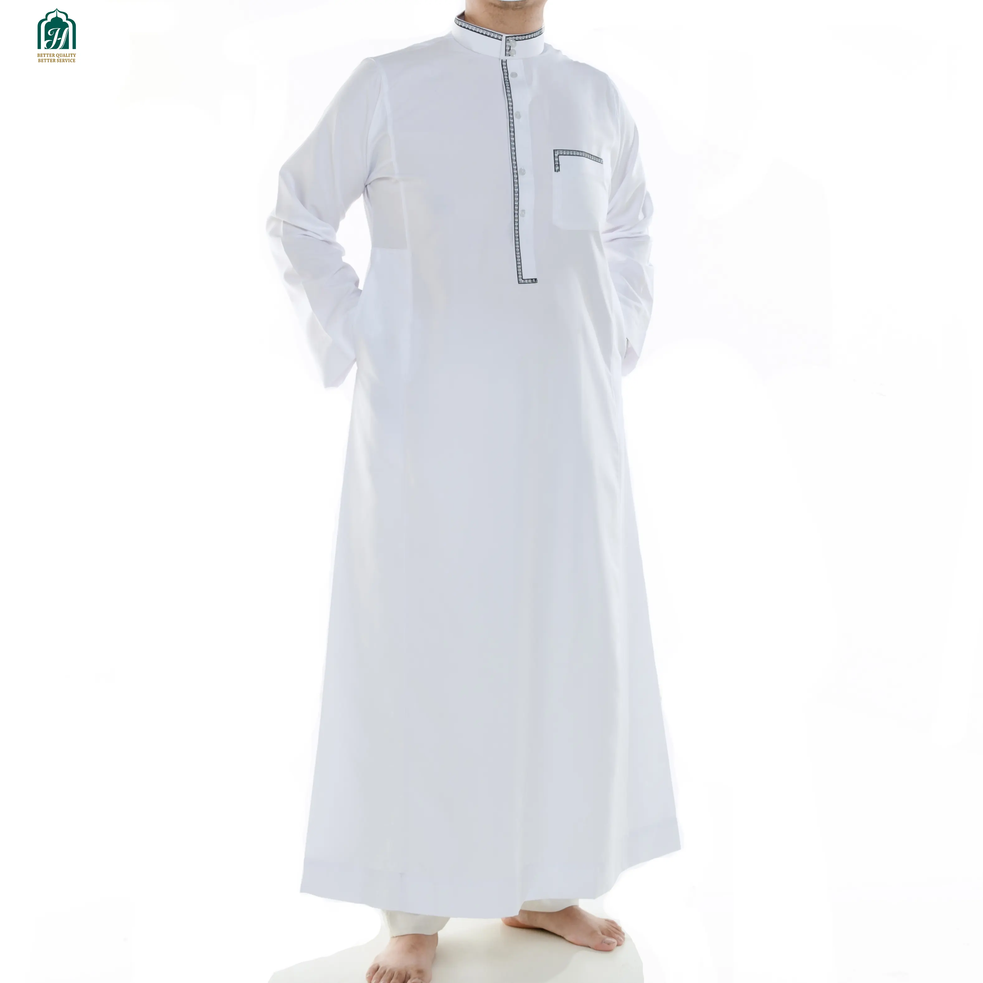 Túnicas árabes musulmanas para hombre, ropa LITURGICA de color puro, vestidos de Cachemira lavados, túnicas Qatari, venta al por mayor