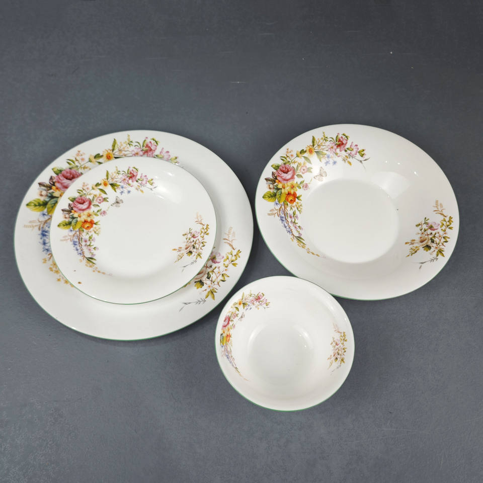 24pcs Tableware Set Opal Glass High Quality Luxury European Style Plate Bowl Soup Plate 6