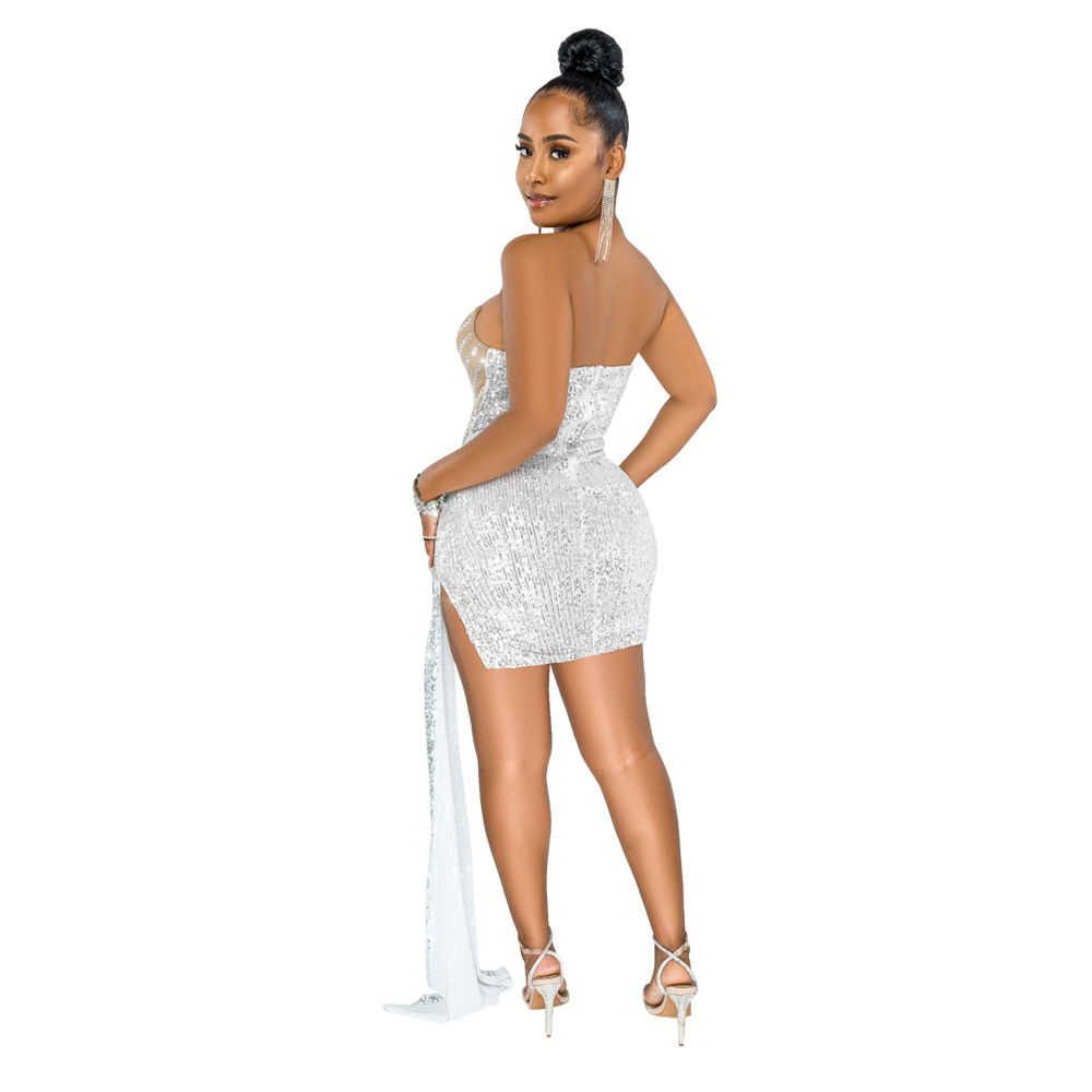 Newest Design Solid Color Irregularity Short Dress Summer Sleeveless Strapless Sexy Dress Women Prom Dresses